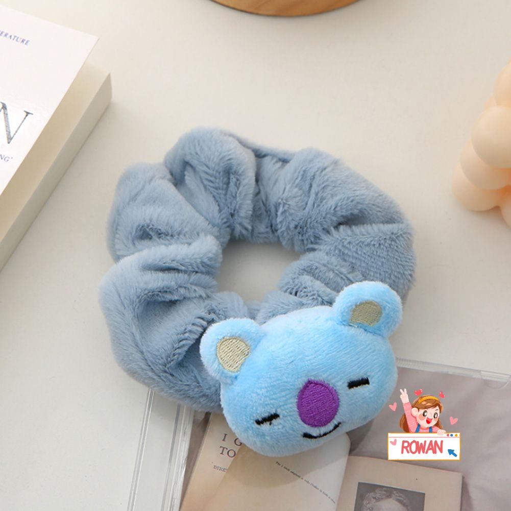 ❈Rowan❈ Dây Buộc Tóc Co Giãn Phối Lông Nhung Họa Tiết Hoạt Hình Bangtan Boys KOYA