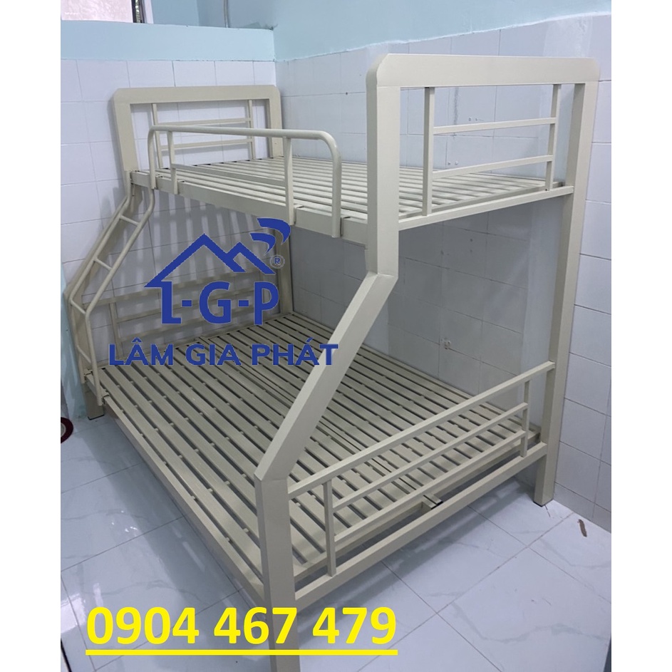 Giường ngủ 2 tầng sắt hộp cao cấp mới 1mx1m4 bền