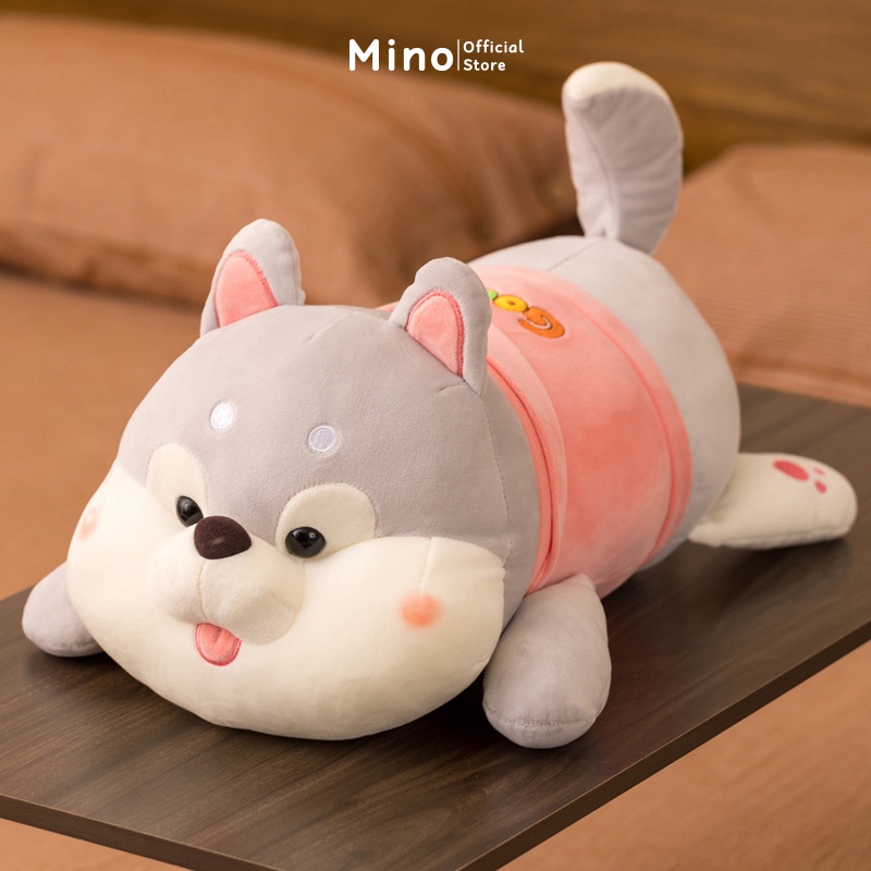 Gấu Bông Cute Dễ Thương Chó Baby Husky Màu Cam MINO Cho Bé Ôm Ngủ Mềm Mịn 60cm TH97