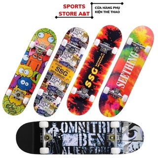 Ván Trượt Thể Thao Skateboard Ván Trượt Người Lớn - Trẻ Em Mặt Nhám  Khung Hợp Kim + Bánh PU Dẻo Siêu Bền