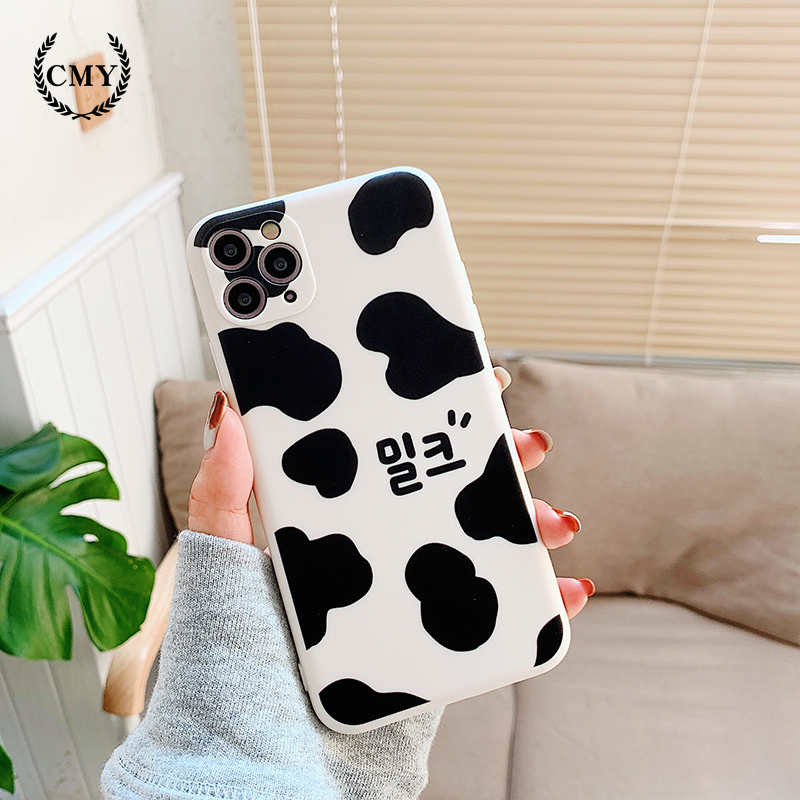 Ốp điện thoại silicon họa tiết bò sữa cho iPhone 11 Pro Max X Xr Xs Max 7 8 Plus Se 2020 12 pro max 12 mini
