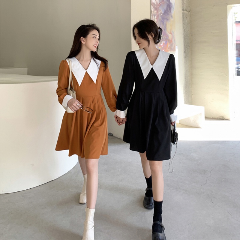 Đầm Nữ Dáng Ôm Màu Trơn Phong Cách Retro Hàn Quốc Mới