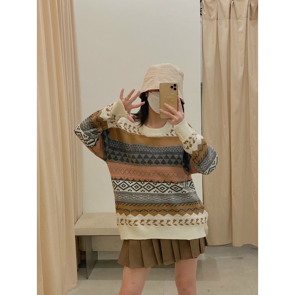 Áo len hoạ tiết thổ cẩm oversize LEN121 LOLLIE STUDIO