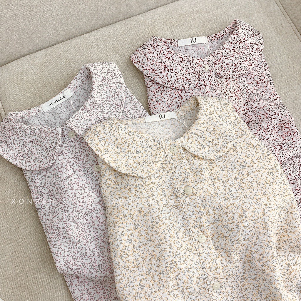 ÁO KIỂU NỮ Áo kiểu cổ sen hoa nhí dễ thương XONXEN SHOP freesize mã 709