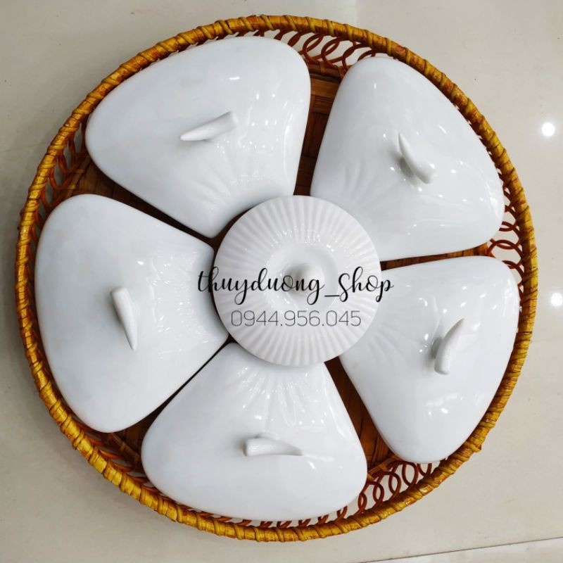 Khay đựng mứt Tết , bánh kẹo bằng sứ men trắng