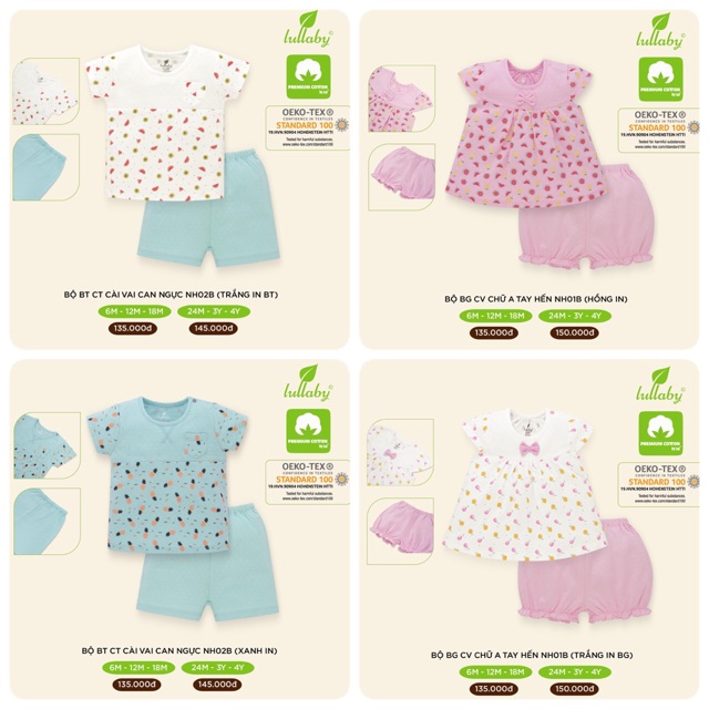 Bộ BG/ BT cài vai cotton Lullaby 2020