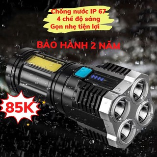 Đèn Pin Cầm Tay  4 Độ Sáng Mini Siêu Sáng Điều Chỉnh, Đèn Trần Phú