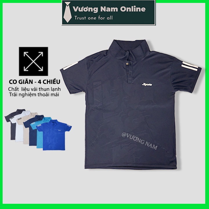 Áo thể thao nam cổ bẻ chất thun lạnh vân dập đẹp co giãn 4 chiều VN90A