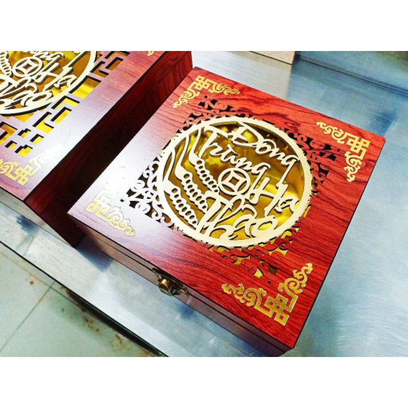 Hộp gỗ đựng Đông Trùng Hạ Thảo cao cấp siêu sang 2 size cho khách.