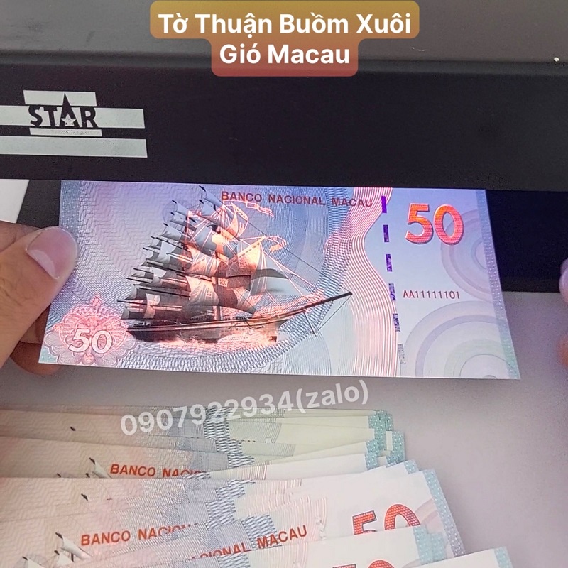 Tờ Thuận Buồm Xuôi Gió Kỉ Niệm Macau, Có Bảo An, quà tặng phong thủy, lì xì may mắn