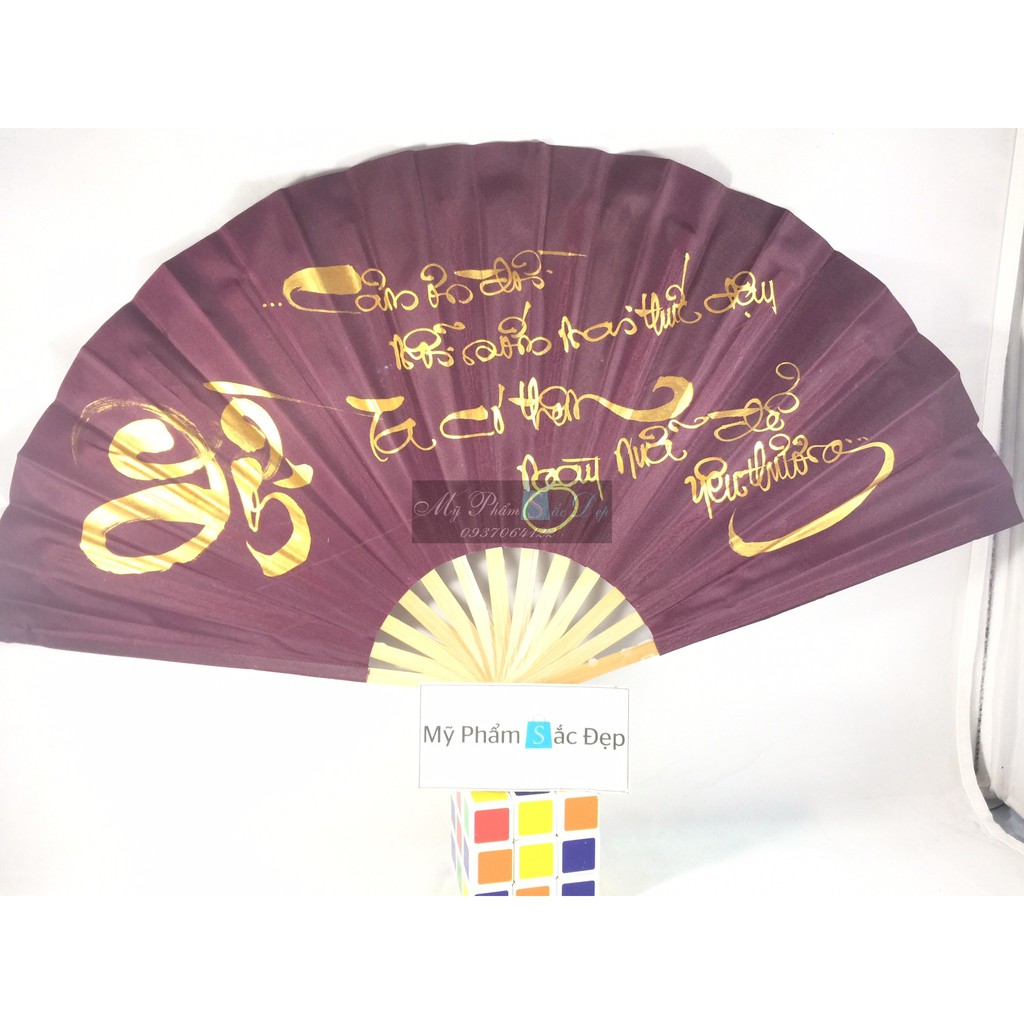 Quạt tay thư pháp lụa loại trung