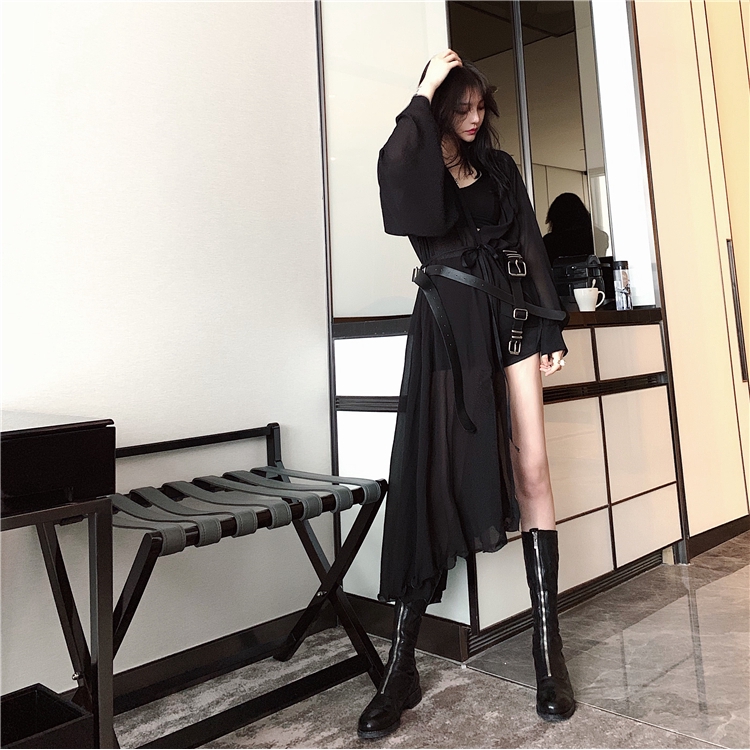 💛Áo sơ mi voan cổ chữ V thiết kế không đồng đều thời trang