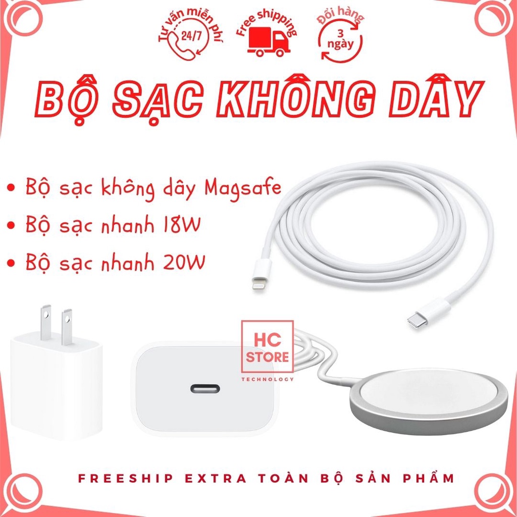 Bộ Sạc Không Dây MagSafe - Bộ sạc nhanh 20W - Củ Cáp Sạc Type C - Sạc Nhanh