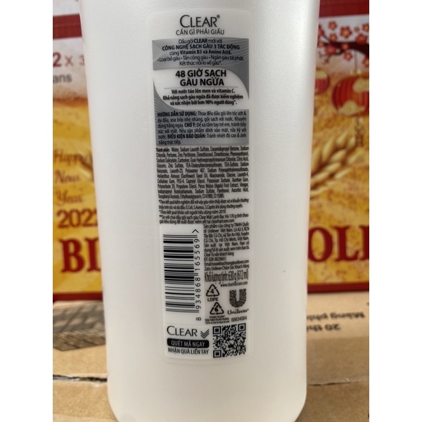 Dầu gội sạch gàu thảo dược Táo Clear chai 630g việt nam