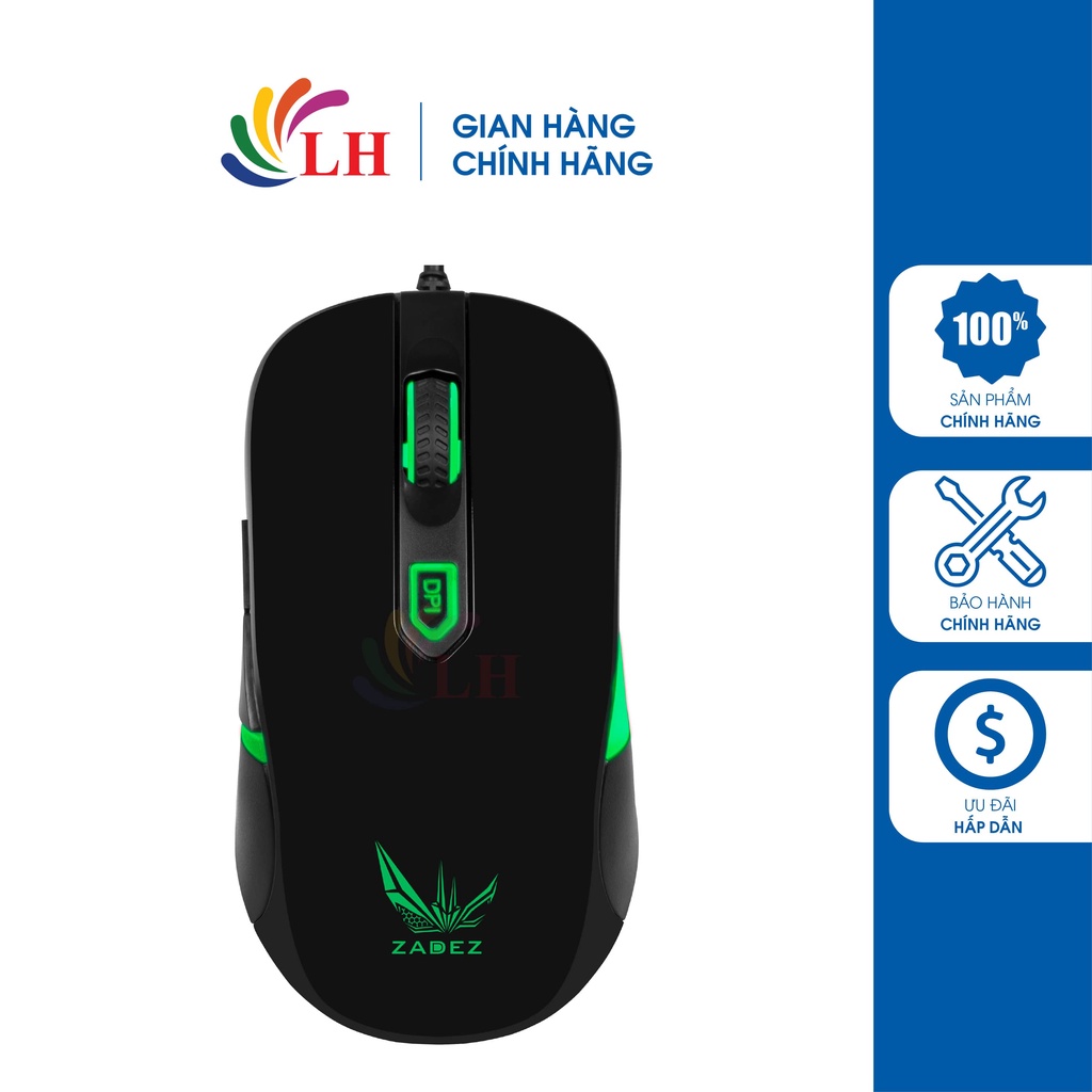 Chuột có dây Gaming Zadez GT-613M Gen2 - Hàng chính hãng - Cảm biến AVAGO chính xác, 6 nút chức năng, DPI 1000-4000