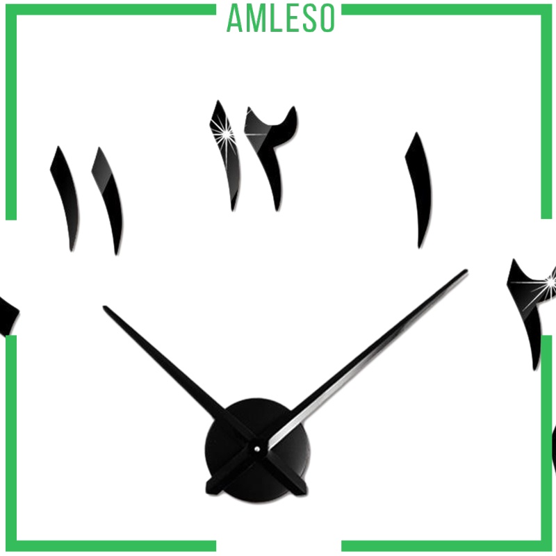 [AMLESO]3D Wall Clock Frameless Mirror Number Sticker for Living Room Black