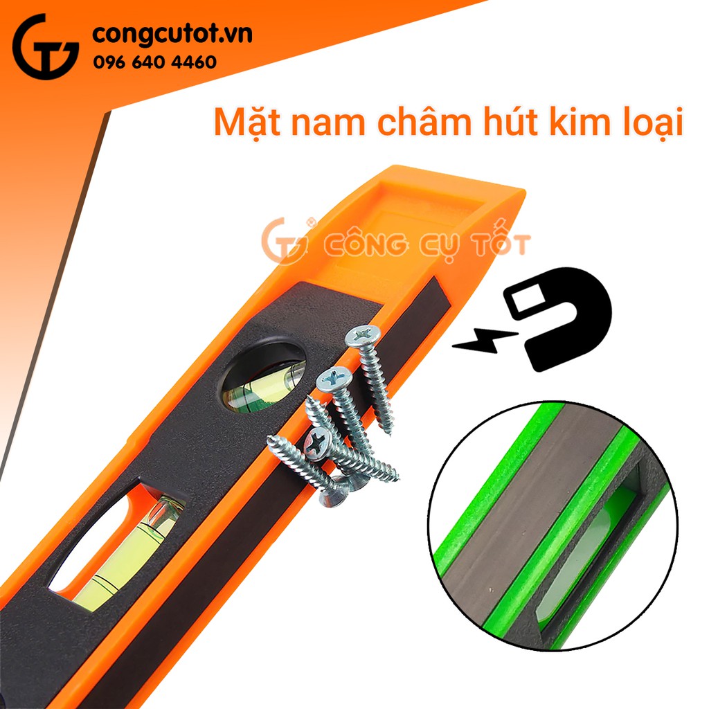 Thước thủy nivo từ 225mm với 3 hạt thăng bằng