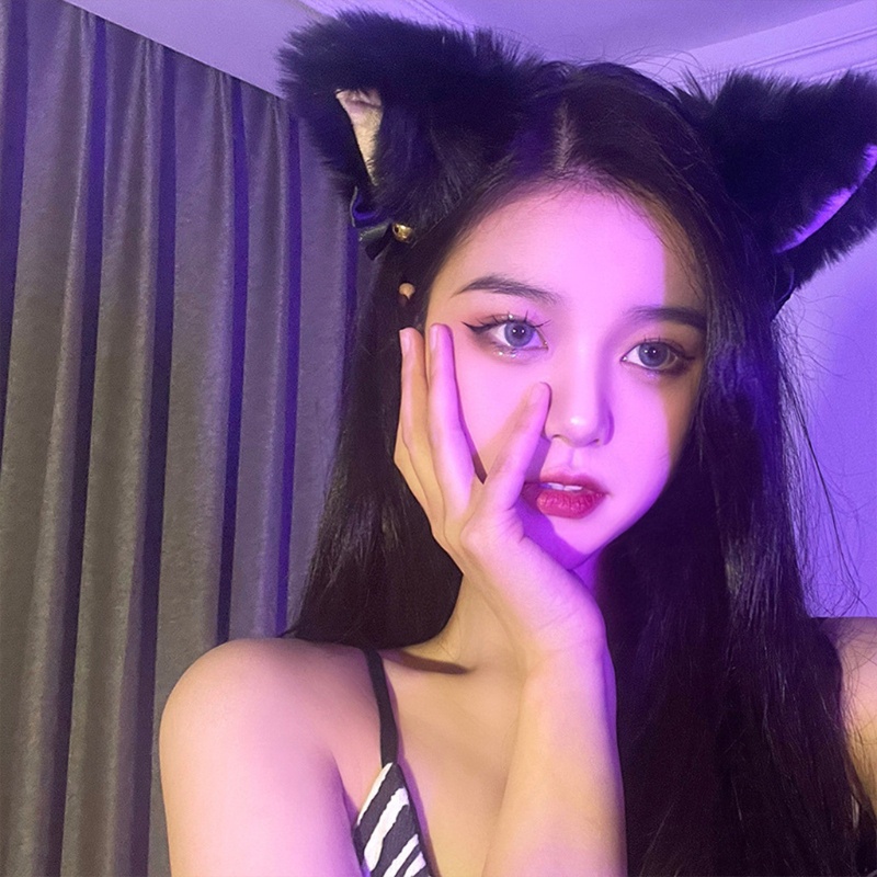 Băng Đô Tai Mèo Đính Nơ Và Chuông Siêu Đáng Yêu