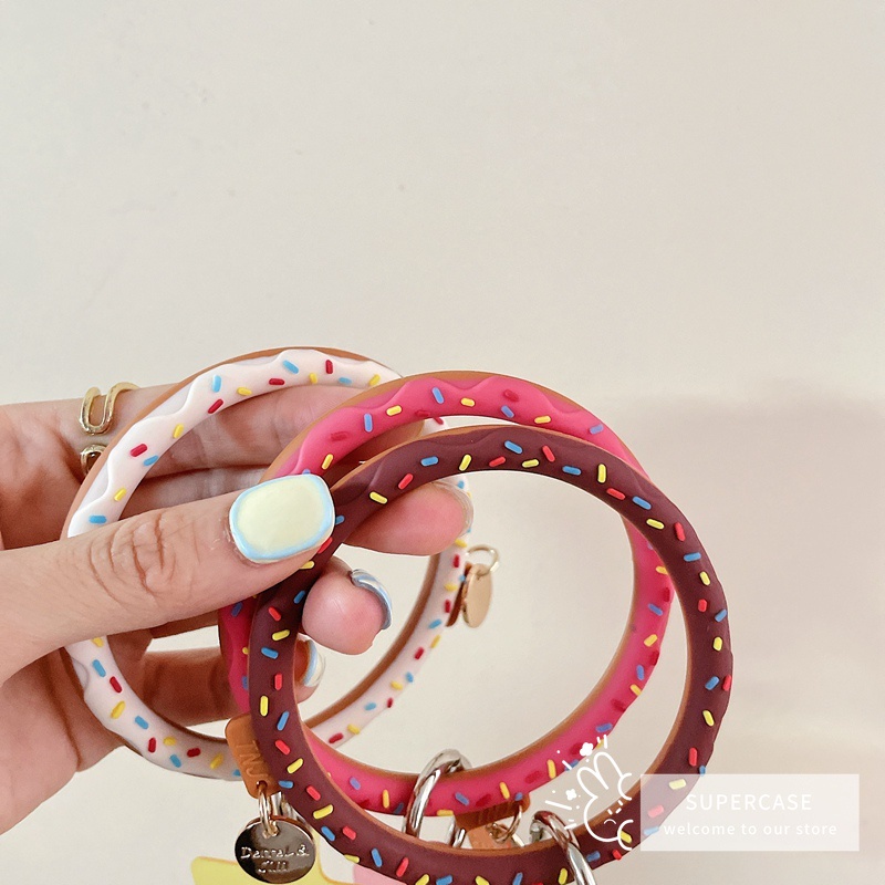 Dây Đeo Điện Thoại Mềm Chống Thất Lạc Hình Bánh Donut Hoạt Hình Dễ Thương Thông Dụng Có Thể Tháo Rời