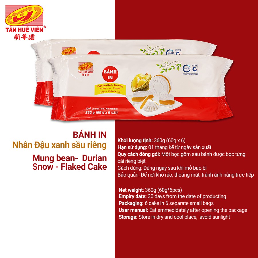 Bánh In nhân Đậu xanh Sầu riêng Tân Huê Viên