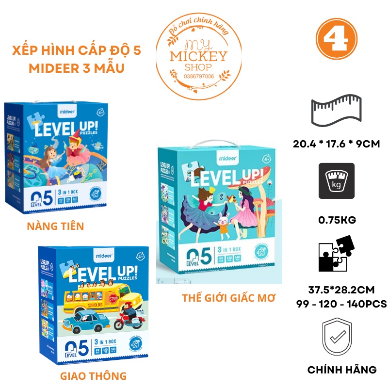 BỘ XẾP HÌNH NÂNG CAO 7 CẤP ĐỘ MIDEER LEVEL ADVANCED PUZZLE 14 MẪU CHO BÉ TỪ 2 ĐẾN 7 TUỔI