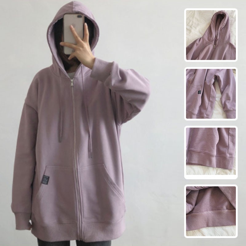 Áo Hoodie Khóa Kéo Thời Trang Đơn Giản Cho Nữ