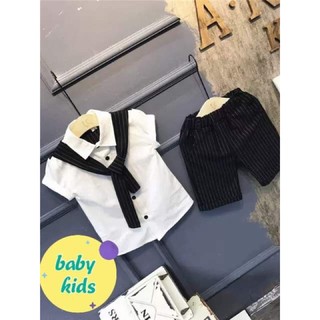 Set bộ áo sơ mi phối vạt cho bé trai