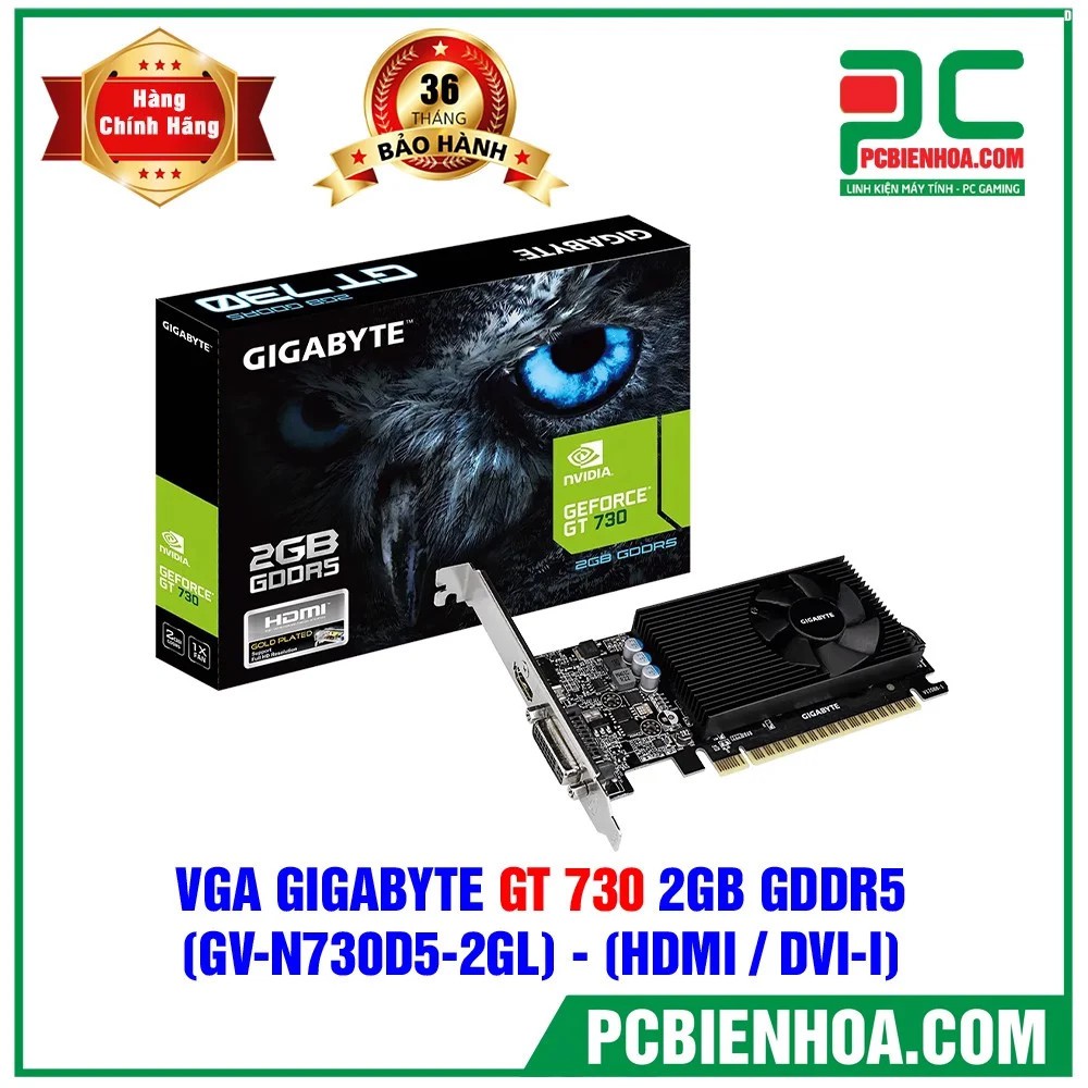 VGA GIGABYTE GT 730 2GB GDDR5 ( GV-N730D5-2GL ) ( HDMI / DVI-I )