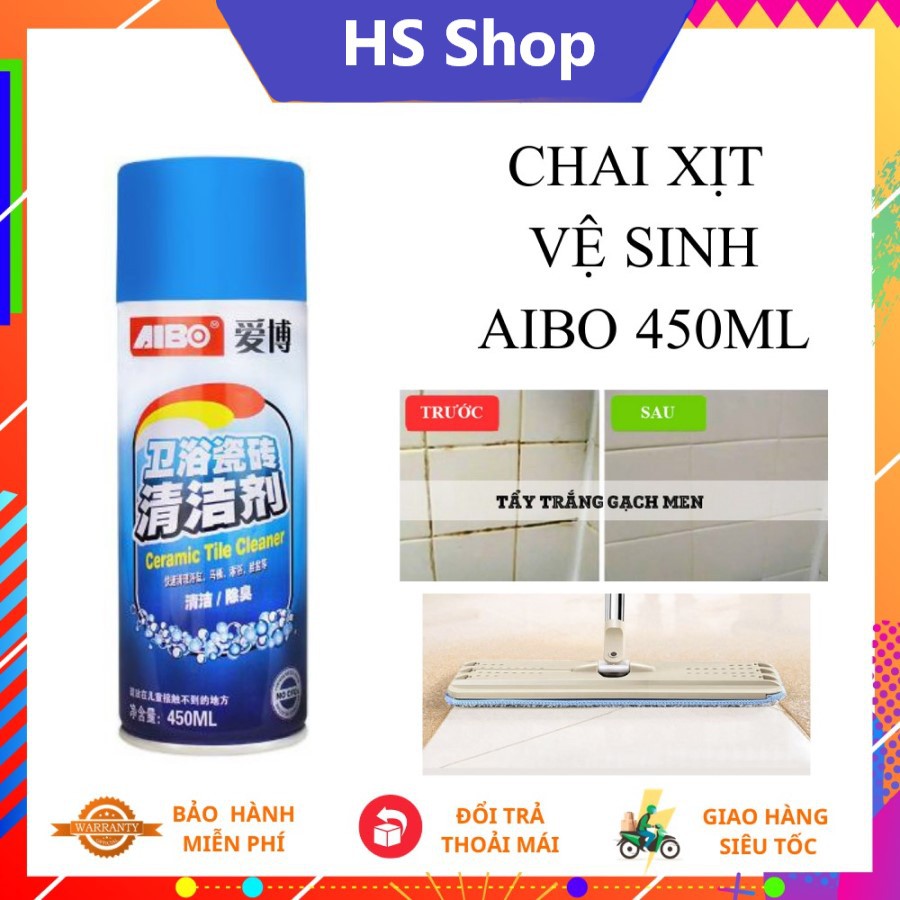 Chai xịt tẩy rửa đa năng AIBO 450ml - Dùng cho nhà vệ sinh, khu bếp, nền gạch, bồn rửa, các vết ố, bẩn bám tường