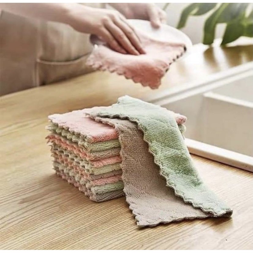 Khăn lau bếp đa năng 2 mặt siêu thấm (lau bếp, bát đĩa, bàn ghế...) kháng khuẩn (1chiếc)