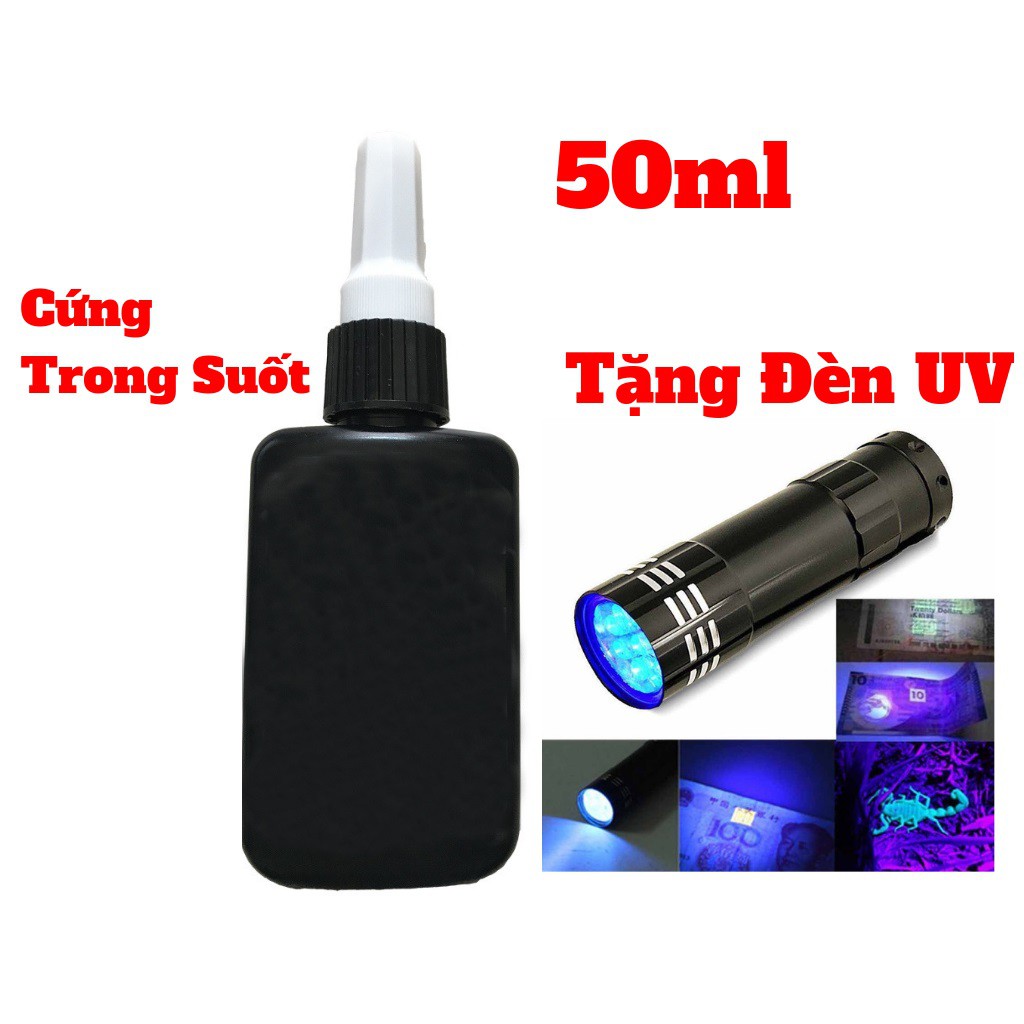 Keo UV Trong Dán Kính ,Dán Mica 50ml Tặng Kèm Đèn UV