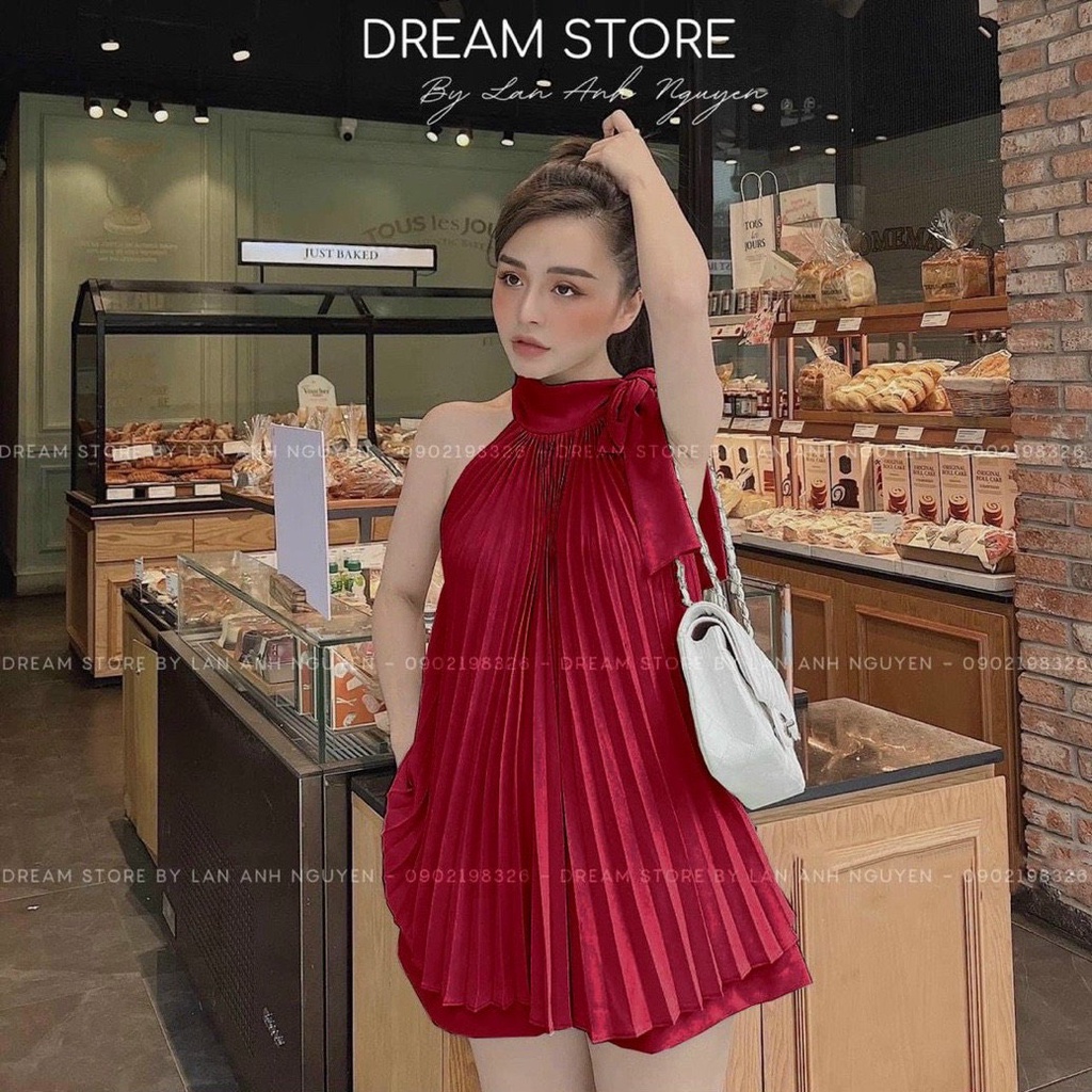 Sét bộ đồ nữ dập ly họa tiết 4 màu cổ yếm trẻ trung sang trọng thanh lịch siêu xinh