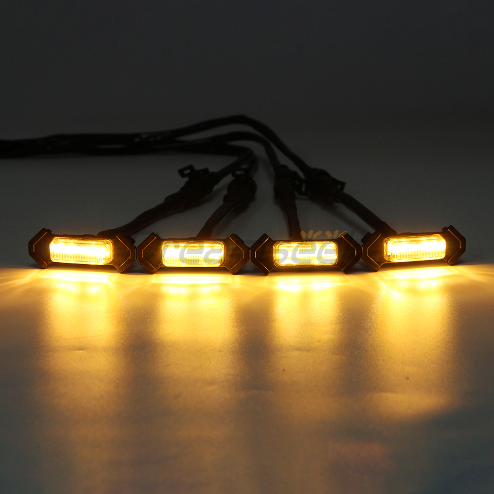 Bộ 4 đèn LED gắn lưới tản nhiệt màu vàng tương thích với Toyota Tacoma Trd Pro 2016 2017 2018 2019 2020