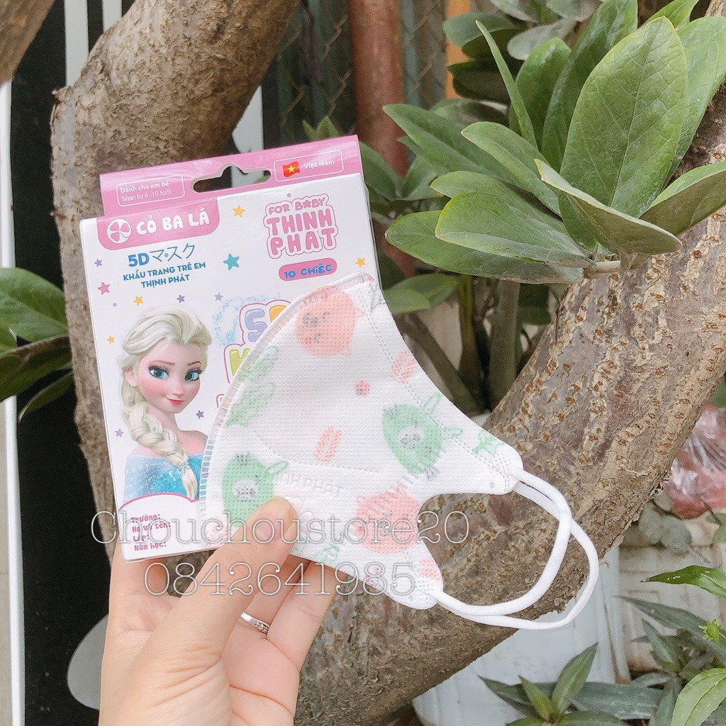 [HÀNG CÓ SẴN] Hộp 10 Chiếc Khẩu Trang trẻ em Y Tế 5D MASK Cỏ 3 Lá Kháng Khuẩn,Chống Tia UV Bảo Vệ Làn Da Bé Từ 4-10 Tuổi