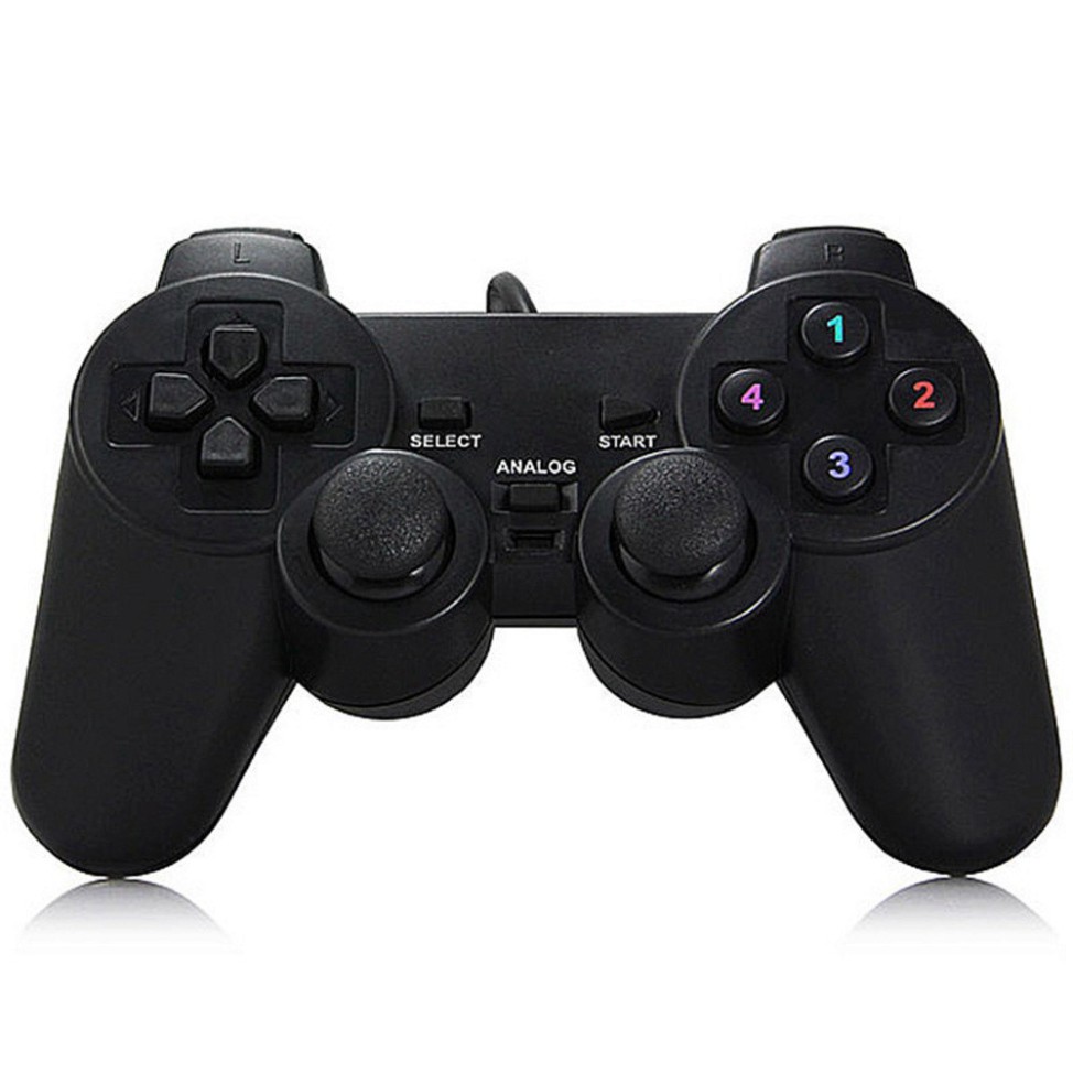 (Hàng xịn) Tay cầm chơi game PS2, PS3, PS4 có dây chế độ rung, dây kết nối USB cho PC / Laptop