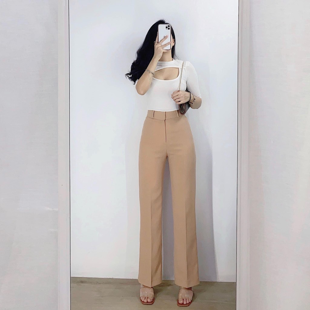 Quần Ống Xuông Nữ Cạp Cao HotTrend