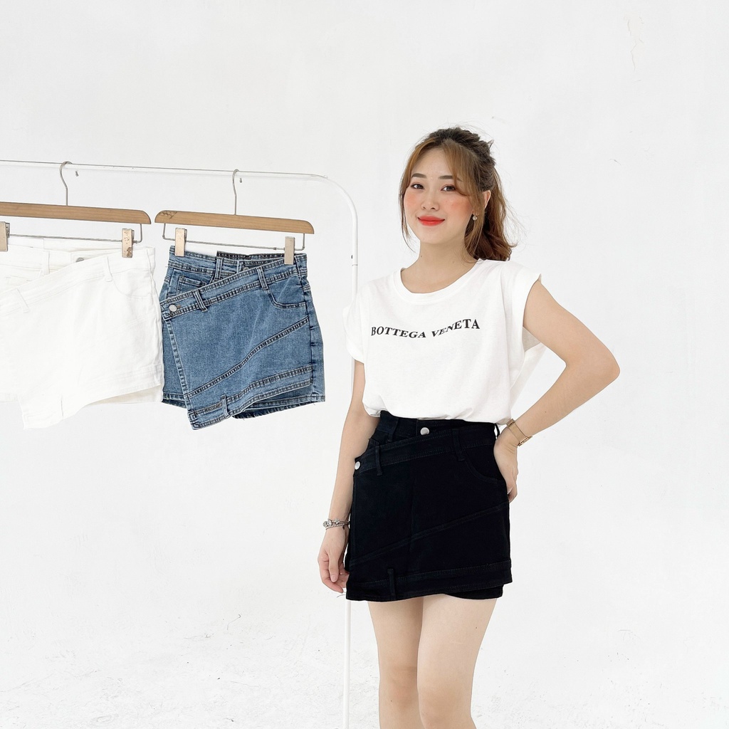 Ảnh Thật : Quần bò giả váy vạt chéo style Hàn Quốc cực lạ