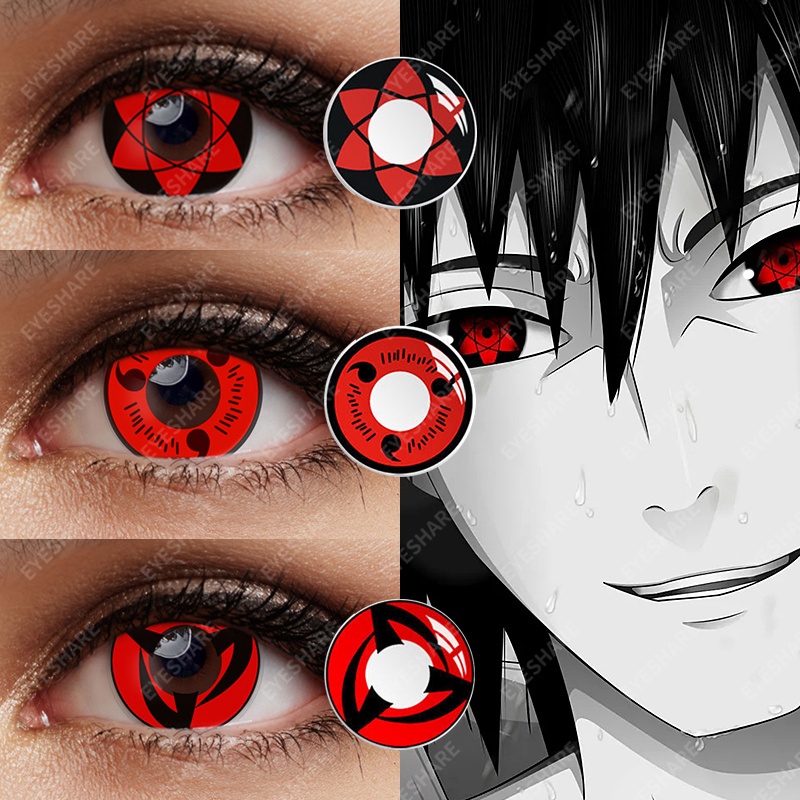 Set 2 Cặp Kính Áp Tròng Hóa Trang Nhân Vật Uchiha Sasuke Kakashi Trong NARUTO