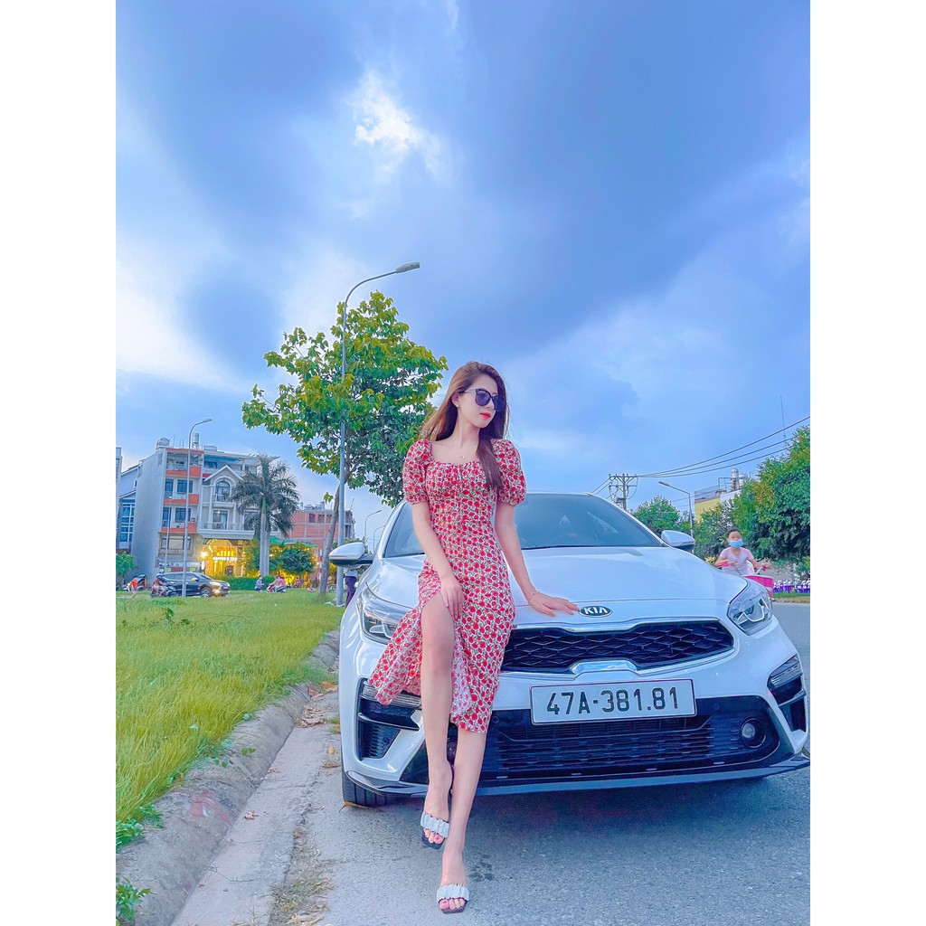 Đầm dự tiệc nữ họa tiết hoa xẻ tà kiểu sườn xám 4YOUNG FASHION V66 | BigBuy360 - bigbuy360.vn