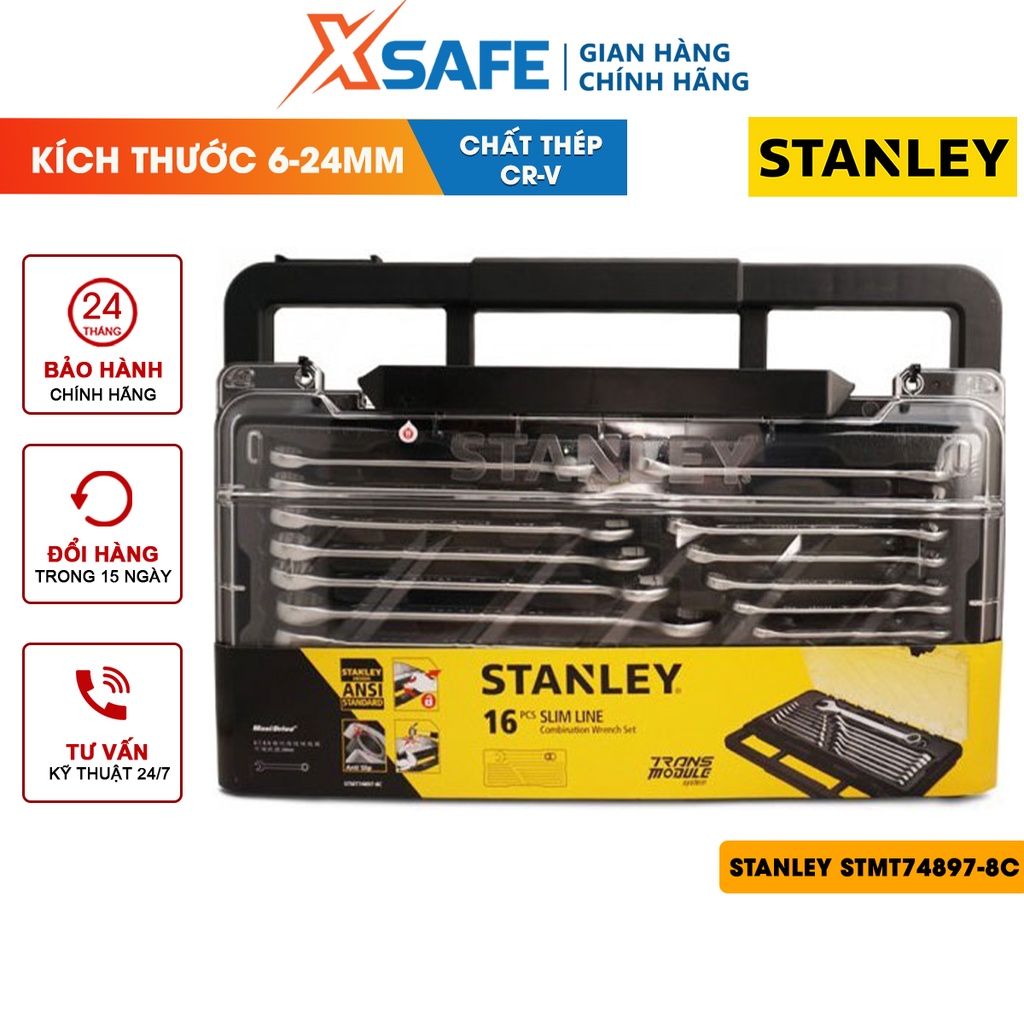 Cờ lê bộ vòng miệng 16 chi tiết MODULE STANLEY STMT74897-8C thép Chorme Vanadium, đa dạng kích thước
