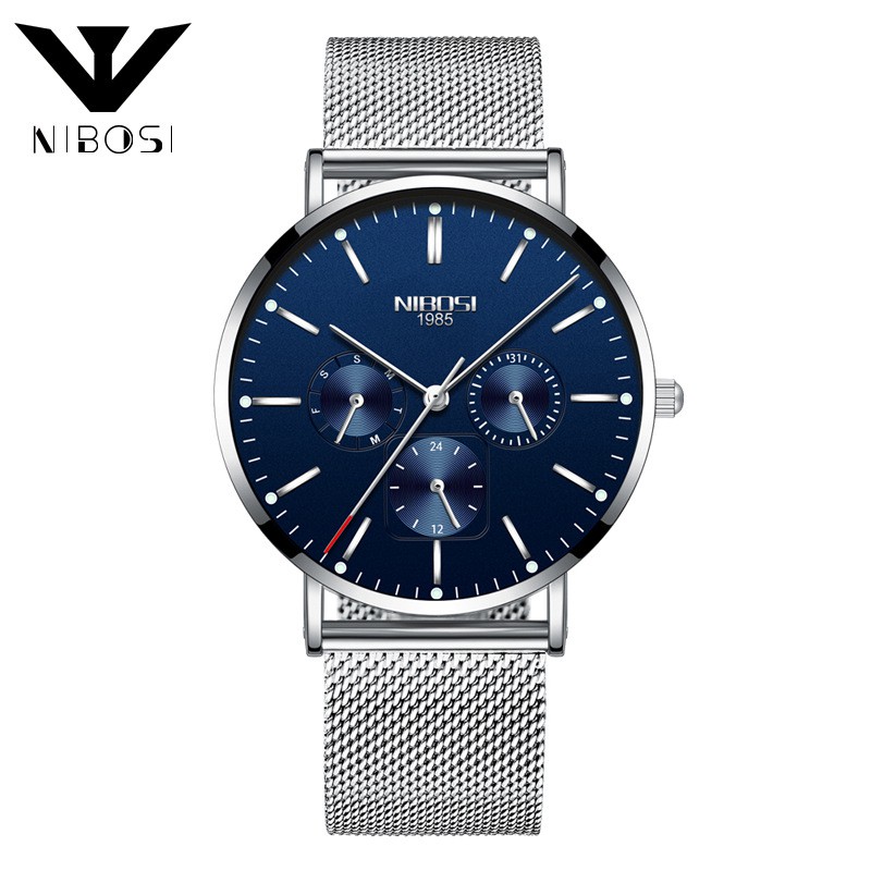 Đồng Hồ Nam NIBOSI 2321-1 DÂY THÉP LƯỚI CAO CẤP - CHỐNG NƯỚC CHỐNG XƯỚC - SANG TRỌNG - THỜI THƯỢNG- CHÍNH HÃNG [FULLBOX]