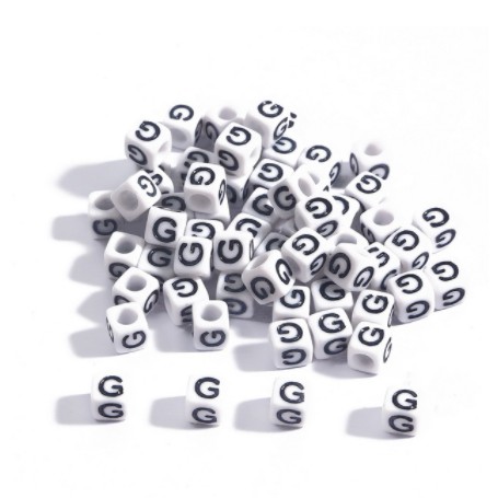 Bộ 100 hạt xâu làm trang sức hình chữ cái màu trắng 6x6mm