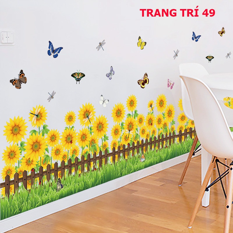 Tranh decal, decal dán chân tường hoa, cá heo trang trí phòng cho bé kích thước sau khi dán từ 1m đến 1.3m tùy mẫu