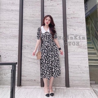 Váy đầm dáng dài hoa cúc hoạ mi