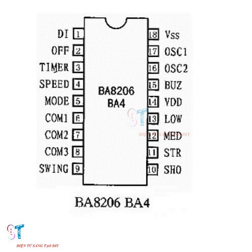 IC BA8206BA4, BA8206BA4L (IC Điều Khiển Quạt) DIP 18