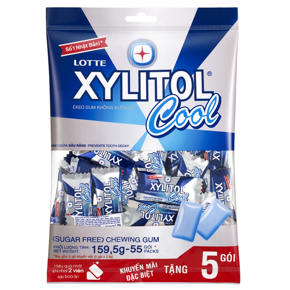 Kẹo gum không đường Lotte Xylitol Cool 159,5 g