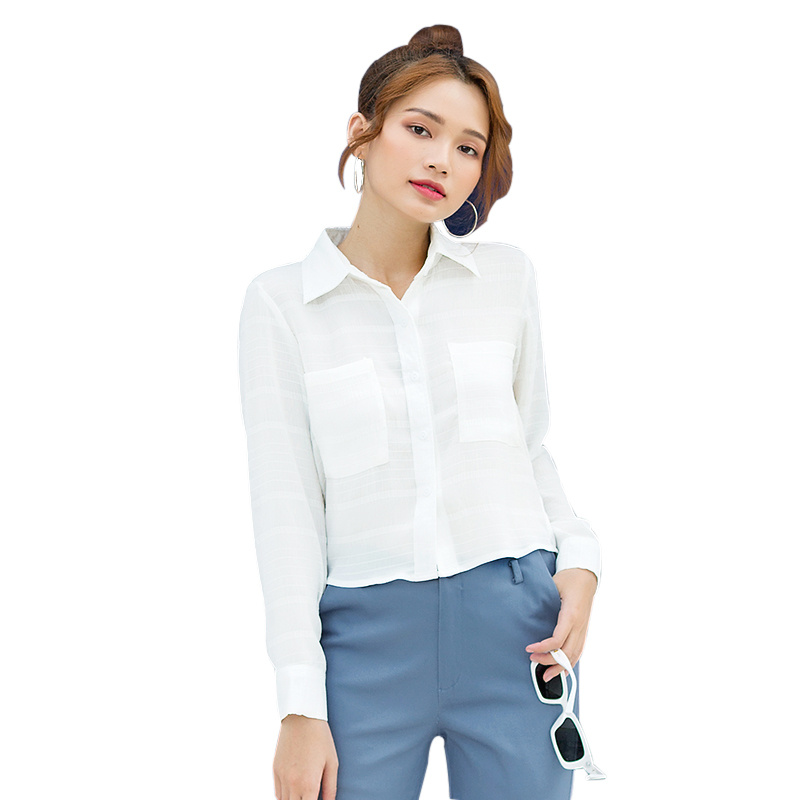 Áo sơmi croptop trắng Kims - as20006