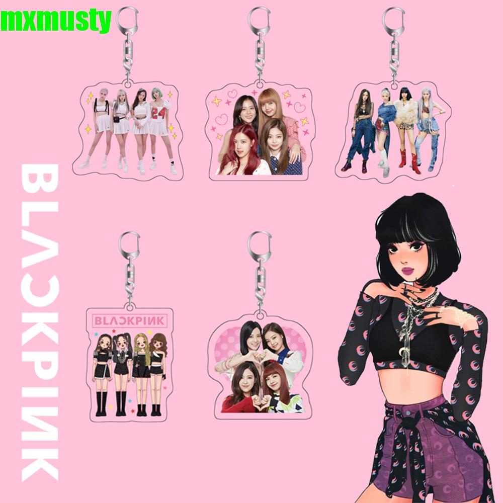 MXMUSTY Jewelry Accessories Bag Pendant JENNIE Kpop Girl Groups BLACKPINK Key Chain Double Sided JISOO ROSÉ LISA Korean BLINK Acrylic Keyring