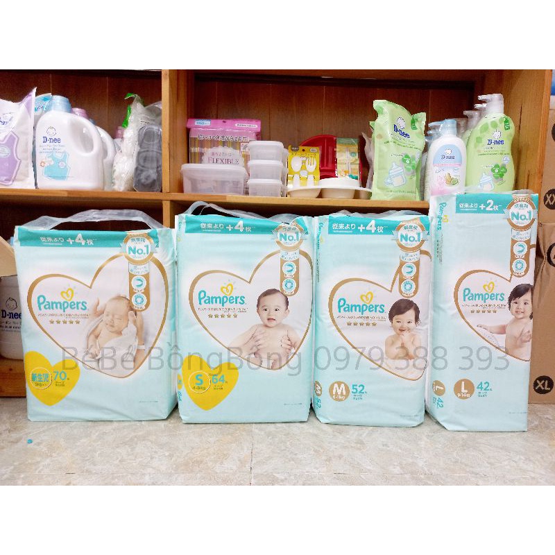 Bỉm Pampers Nội Địa Nhật Tã Dán/Quần NB70/S64/M52/L62 – Chính Hãng