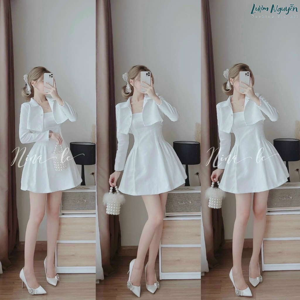 Đầm xòe có mút kèm áo khoác xịn sò
